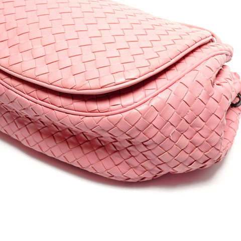 BOTTEGAVENETA INTRECCIATO Flap Leather Shoulder Bag pink WS26719