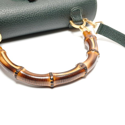 GUCCI Calf leather, bamboo, top handle, leather Shoulder Bag green WS26720
