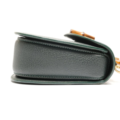 GUCCI Calf leather, bamboo, top handle, leather Shoulder Bag green WS26720