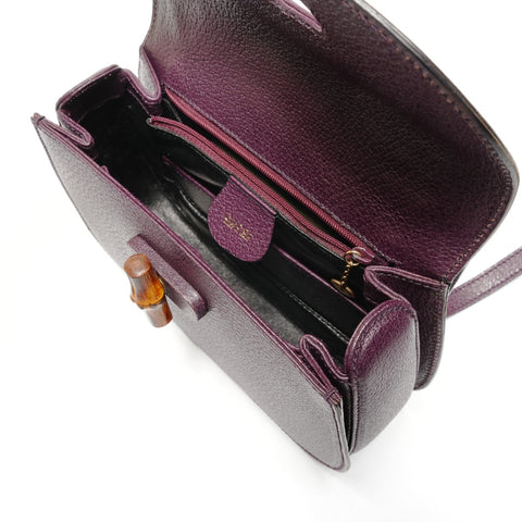 GUCCI Leather Bamboo Small 2way Handbag Red WS26721