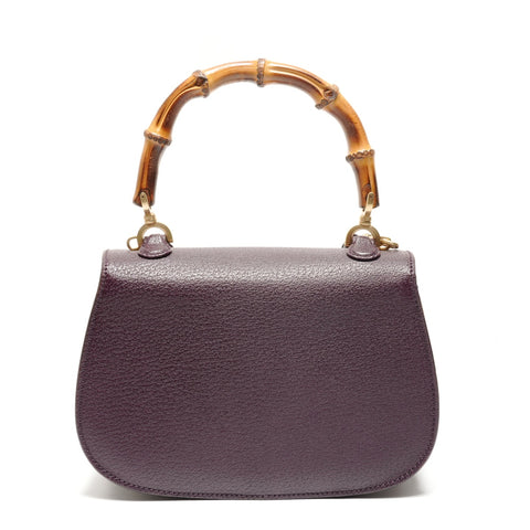 GUCCI Leather Bamboo Small 2way Handbag Red WS26721