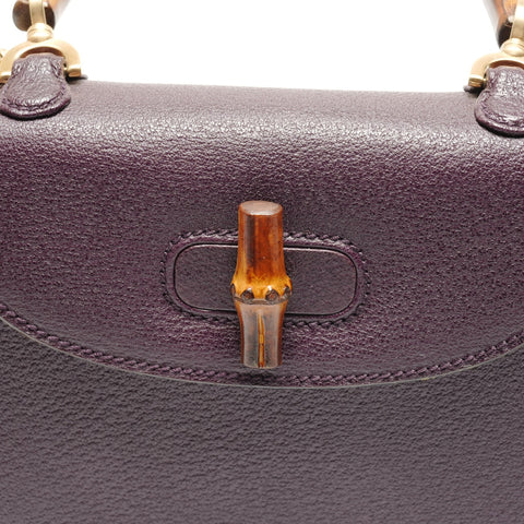GUCCI Leather Bamboo Small 2way Handbag Red WS26721