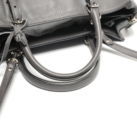 BALENCIAGA Leather Paper Mini 2way Handbag gray WS26723