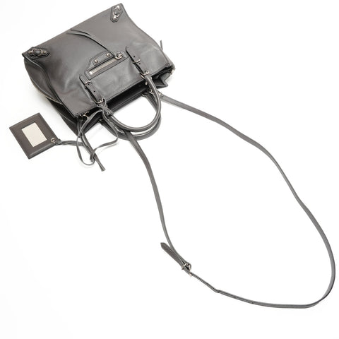 BALENCIAGA Leather Paper Mini 2way Handbag gray WS26723
