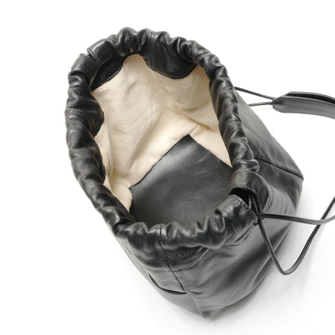JIL SANDER Leather Drawstring Bag Shoulder Bag black WS26729