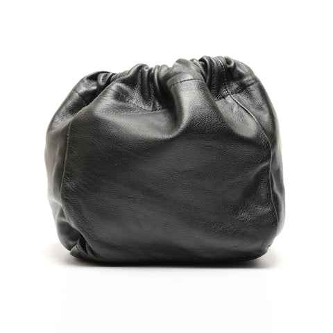 JIL SANDER Leather Drawstring Bag Shoulder Bag black WS26729