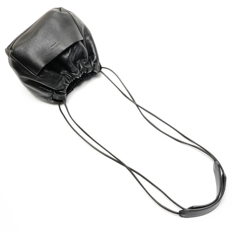 JIL SANDER Leather Drawstring Bag Shoulder Bag black WS26729