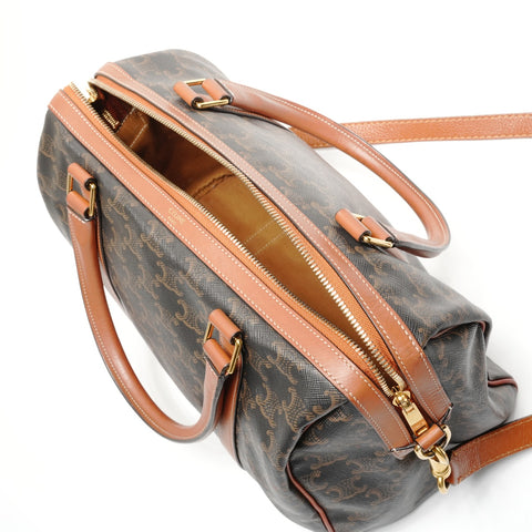 CELINE Macadam PVC Trim-off Logo Boston bag Brown WS26730