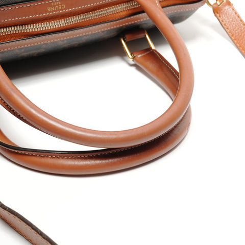 CELINE Macadam PVC Trim-off Logo Boston bag Brown WS26730