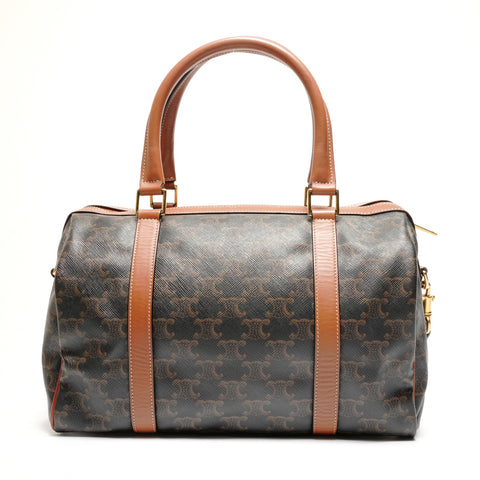 CELINE Macadam PVC Trim-off Logo Boston bag Brown WS26730