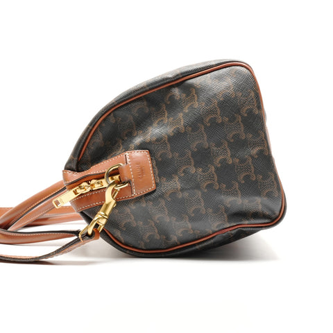 CELINE Macadam PVC Trim-off Logo Boston bag Brown WS26730