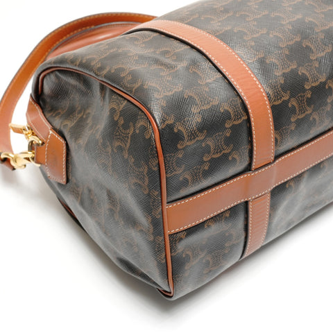 CELINE Macadam PVC Trim-off Logo Boston bag Brown WS26730