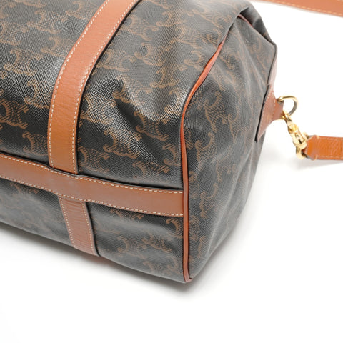 CELINE Macadam PVC Trim-off Logo Boston bag Brown WS26730