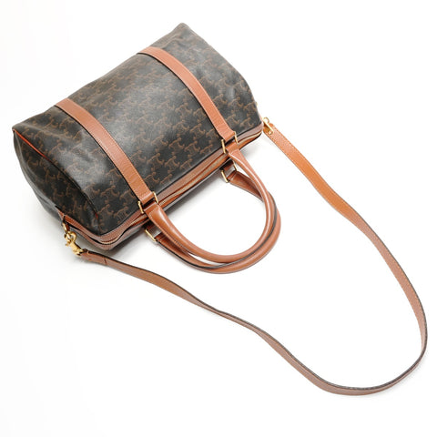 CELINE Macadam PVC Trim-off Logo Boston bag Brown WS26730