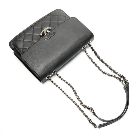 CHANEL No. 24 2017-2018 Half Coco Caviar Chain Shoulder Shoulder Bag black WS26734