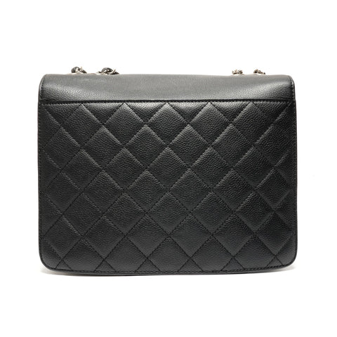 CHANEL No. 24 2017-2018 Half Coco Caviar Chain Shoulder Shoulder Bag black WS26734