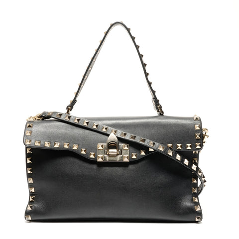 Studded leather Shoulder Bag black WS26735
