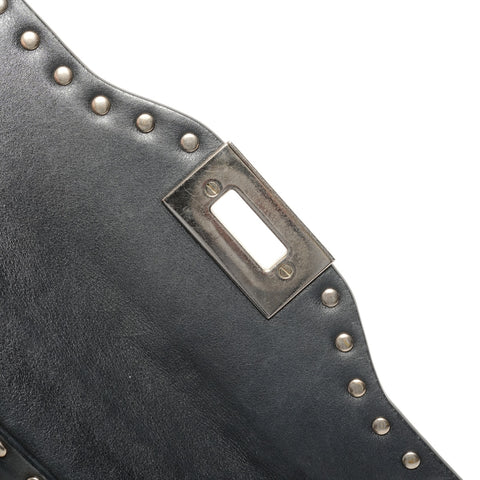 Studded leather Shoulder Bag black WS26735