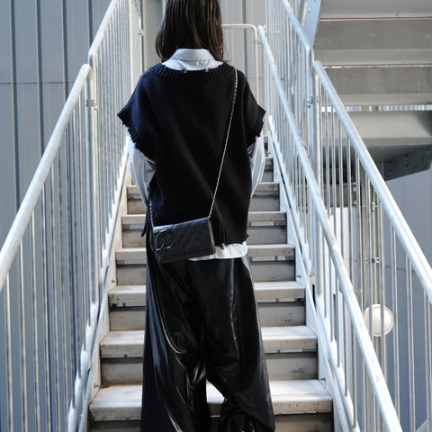 CHANEL No. 18 2013-2014 Cambon Line Chain Wallet Shoulder Bag black WS26738