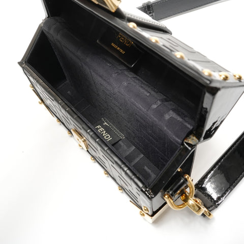 FENDI Baguette Hard Trunk Zucca Shoulder Bag black WS26739