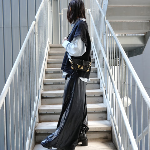 FENDI Baguette Hard Trunk Zucca Shoulder Bag black WS26739