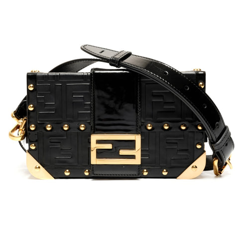 FENDI Baguette Hard Trunk Zucca Shoulder Bag black WS26739