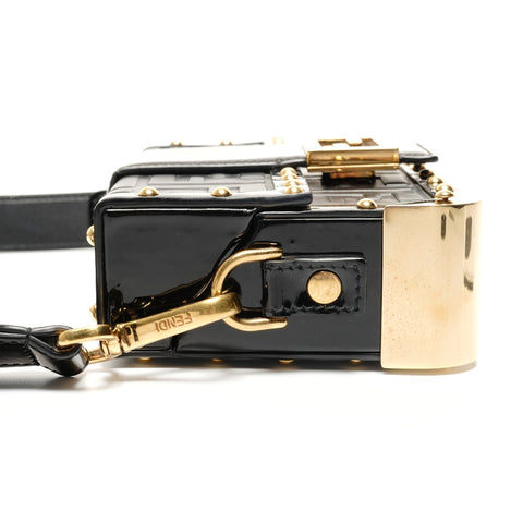 FENDI Baguette Hard Trunk Zucca Shoulder Bag black WS26739