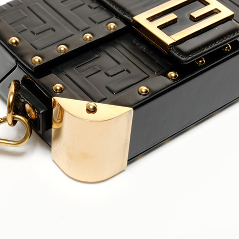 FENDI Baguette Hard Trunk Zucca Shoulder Bag black WS26739