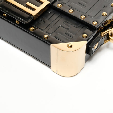 FENDI Baguette Hard Trunk Zucca Shoulder Bag black WS26739