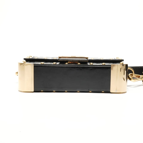 FENDI Baguette Hard Trunk Zucca Shoulder Bag black WS26739