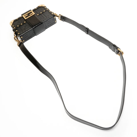 FENDI Baguette Hard Trunk Zucca Shoulder Bag black WS26739