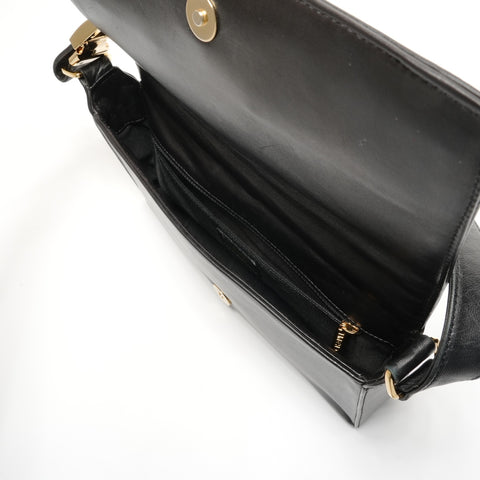 CHANEL No. 6 2000-2002 Chocolate Bar COCO Mark Lambskin Shoulder Bag black WS26744