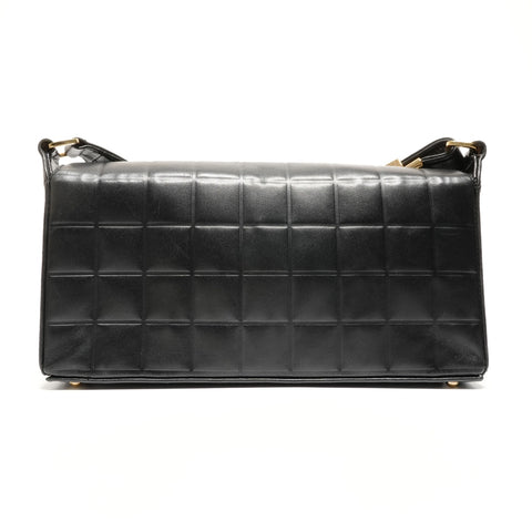 CHANEL Nr. 6 2000-2002 Chocolate Bar COCO Mark Lammfell Umhängetasche schwarz WS26744