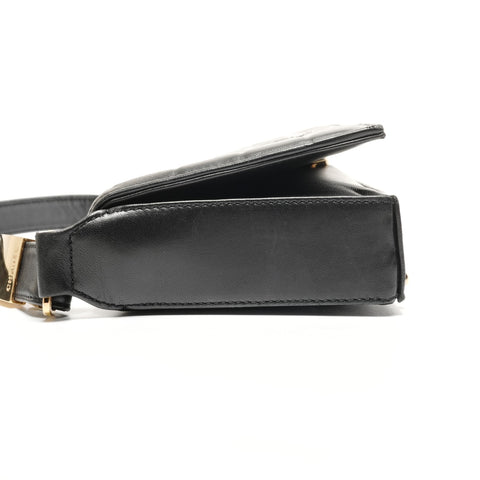 CHANEL No. 6 2000-2002 Chocolate Bar COCO Mark Lambskin Shoulder Bag black WS26744