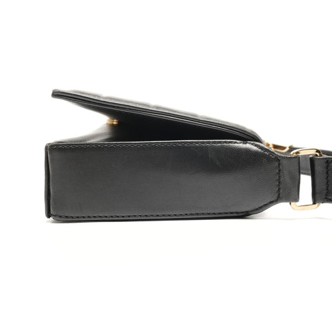 CHANEL No. 6 2000-2002 Chocolate Bar COCO Mark Lambskin Shoulder Bag black WS26744