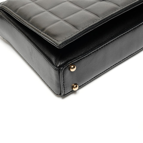 CHANEL No. 6 2000-2002 Chocolate Bar COCO Mark Lambskin Shoulder Bag black WS26744