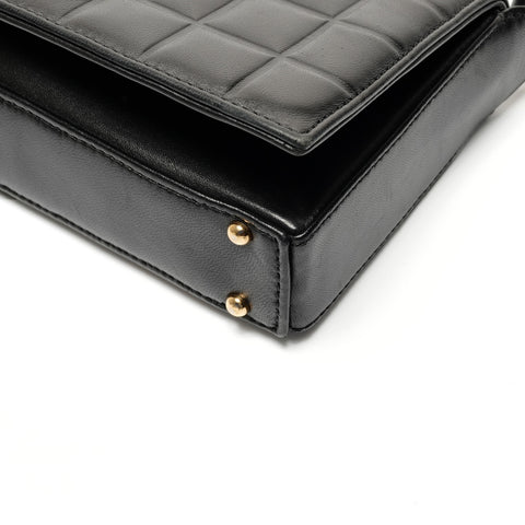 CHANEL No. 6 2000-2002 Chocolate Bar COCO Mark Lambskin Shoulder Bag black WS26744