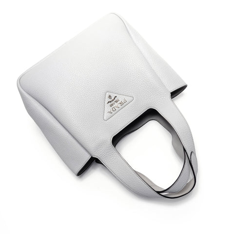 PRADA Vitello Dino Soft Leather Handbag gray WS26747