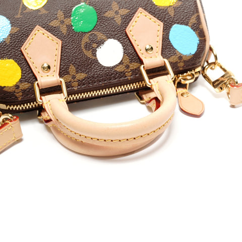 LOUIS VUITTON Nogram NanoSpeedy Yayoi Kusama Handbag Brown WS26750