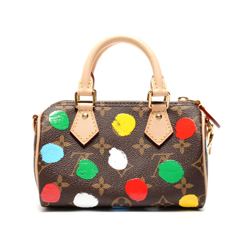 LOUIS VUITTON Nogram NanoSpeedy Yayoi Kusama Handbag Brown WS26750