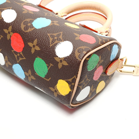 LOUIS VUITTON Nogram NanoSpeedy Yayoi Kusama Handbag Brown WS26750