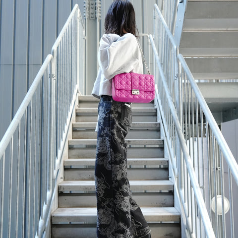 Christian Dior New Rock Cannage Flap Chain Shoulder Bag pink WS26752