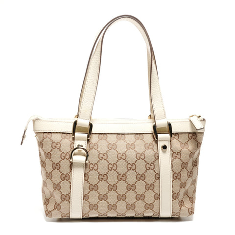 GUCCI GG Canvas Abbey Tote Shoulder Bag beige WS26754