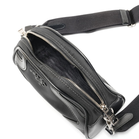 PRADA Nylon Leather Tessuto Shoulder Bag black WS26757