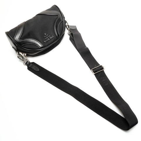 PRADA Nylon Leather Tessuto Shoulder Bag black WS26757