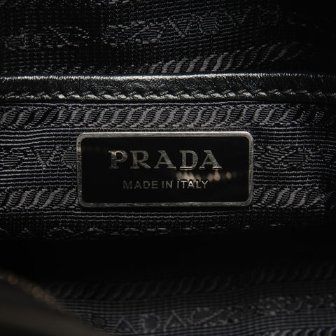 PRADA Nylon Leather Tessuto Shoulder Bag black WS26757