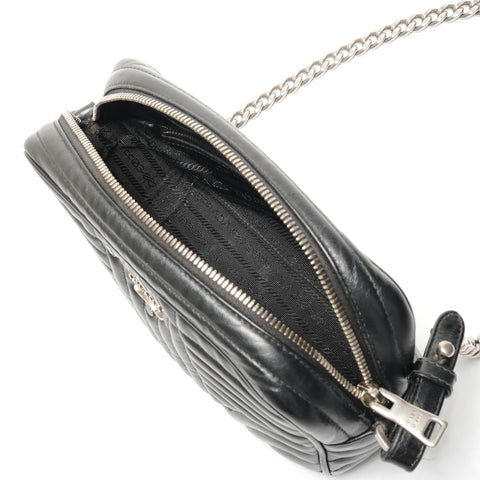 PRADA Leather Diagram Camera Bag Chain Shoulder Bag black WS26759