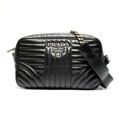 PRADA Leather Diagram Camera Bag Chain Shoulder Bag black WS26759