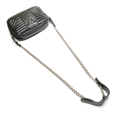 PRADA Leather Diagram Camera Bag Chain Shoulder Bag black WS26759