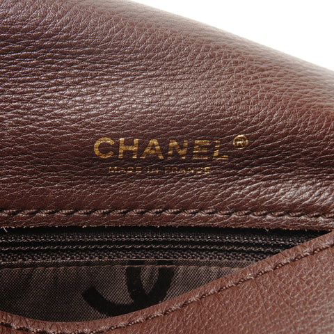 CHANEL No. 8 2003-2004 Lambskin Flap Chain Shoulder Bag Brown WS26760